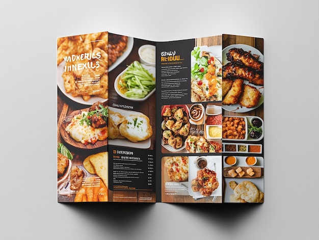 Photo restaurant menu design mockup