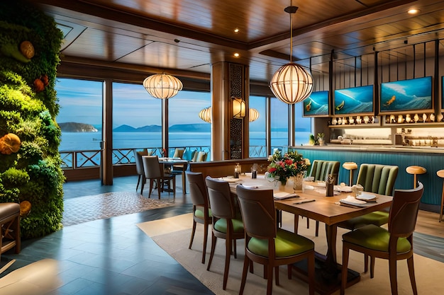 The restaurant at the sea view