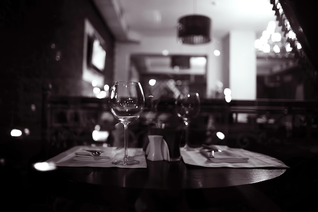 restaurant served table black and white