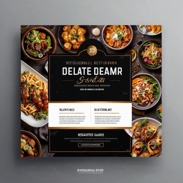 Restaurant service square flyer social media post or Instagram banner template