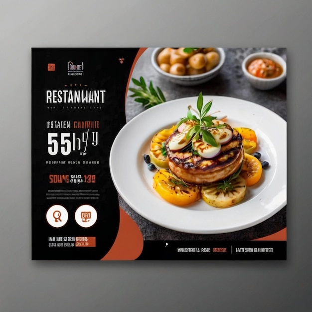 Restaurant service square flyer social media post or Instagram banner template