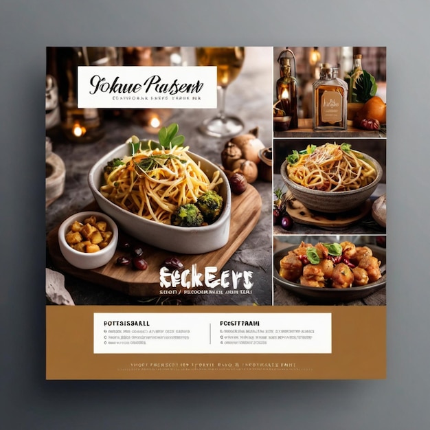 Restaurant service square flyer social media post or Instagram banner template