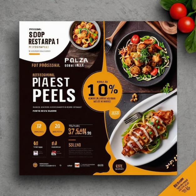 Restaurant service square flyer social media post or Instagram banner template