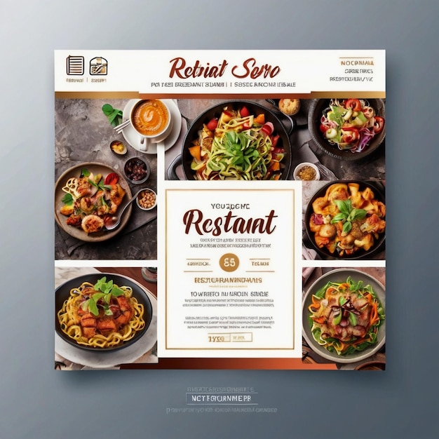 Restaurant service square flyer social media post or Instagram banner template