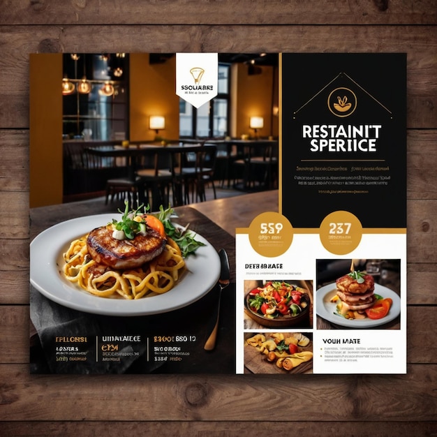 Restaurant service square flyer social media post or Instagram banner template