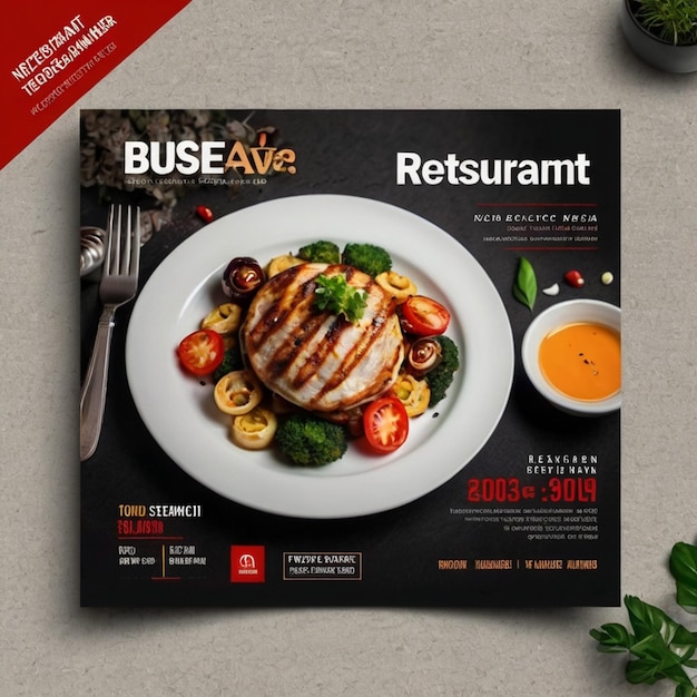 Restaurant service square flyer social media post or Instagram banner template