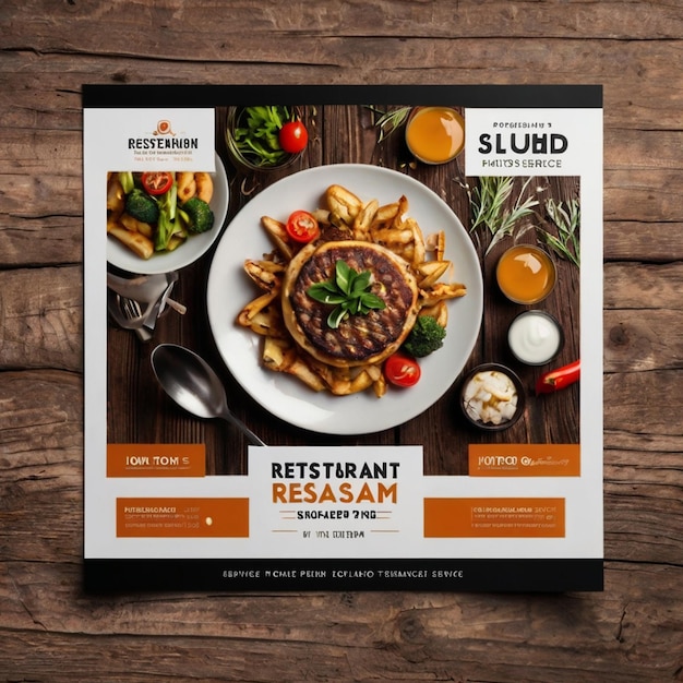 Restaurant service square flyer social media post or Instagram banner template