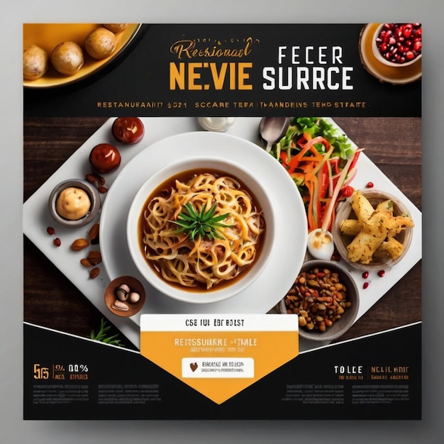 Restaurant service square flyer social media post or Instagram banner template