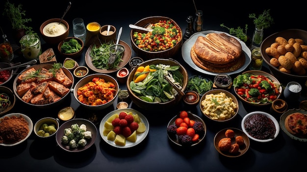 Restaurant Table Full of Delicious Food