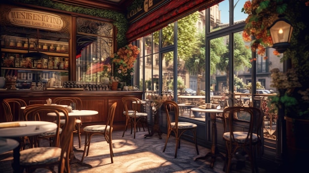 A restaurant with a view of the city of paris.