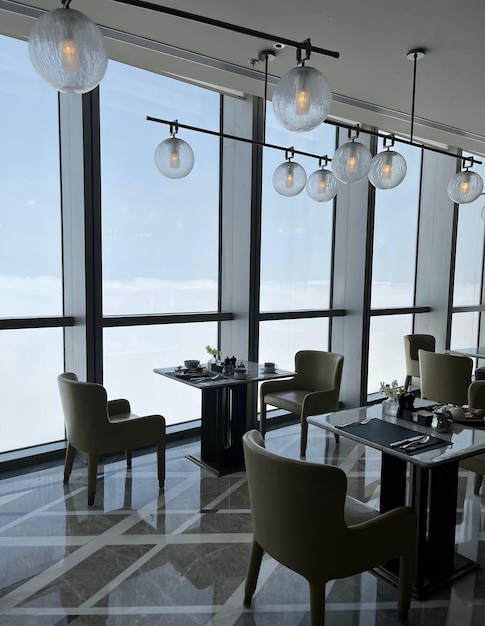 A restaurant with a view of the sky