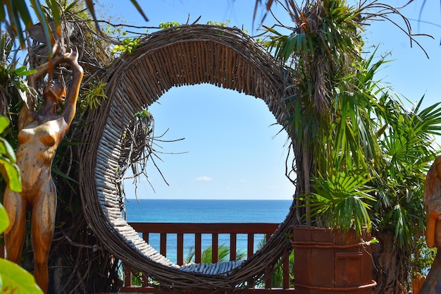 resting place on a tropical beach picturesque exotic landscape palm trees on the seashore