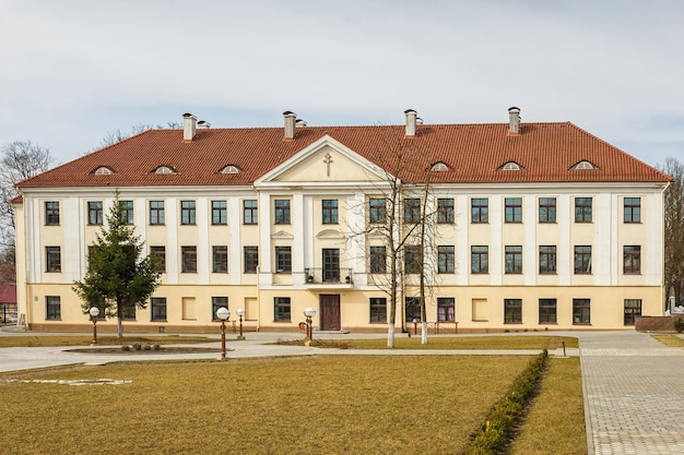 Restored medieval castle in early spring