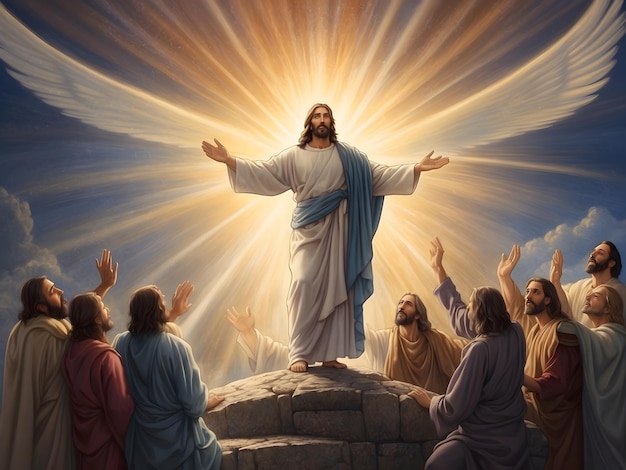 Resurrection of Jesus Christ and arises back to heaven