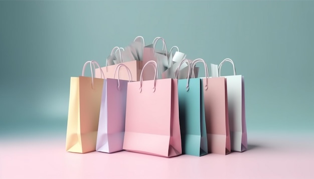 Retail store offers luxury fashion collection in multi colored shopping bags generated by AI