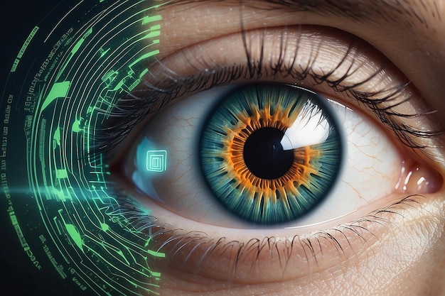 Photo retinal biometrics technology with mans eye