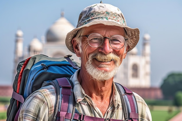 Retired man travel in India Generative AI