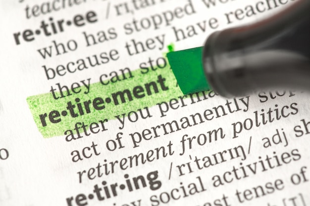 Photo retirement definition highlighted in green