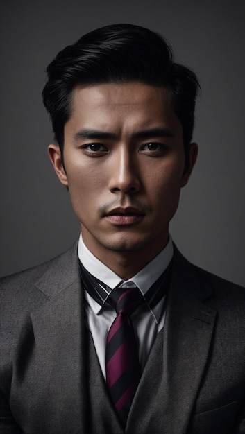 Retrato de hombre asiatico elegante vistiendo traje