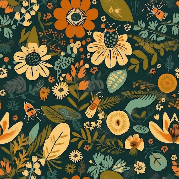 Retro 60s Floral pattern