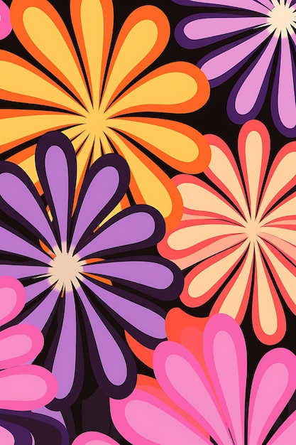 Photo retro 70s flower pattern