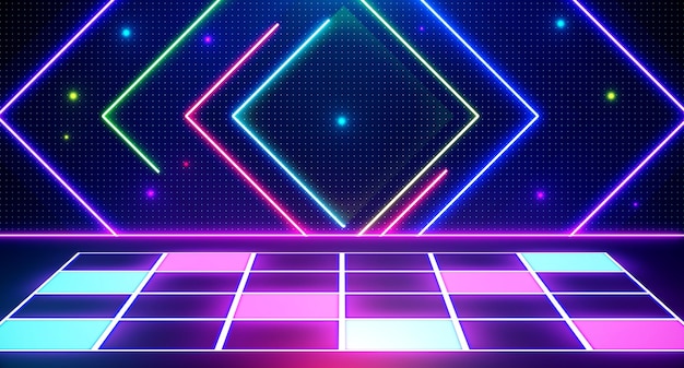 Retro 90s background futuristic grid landscape neon Digital Cyber Surface