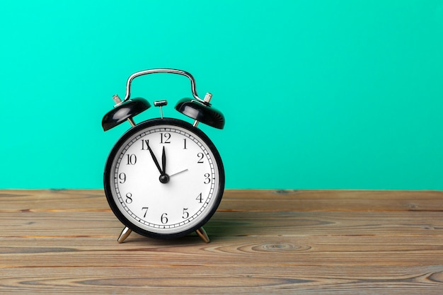 retro alarm clock on table