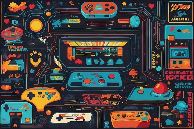 Photo retro arcade game room rug