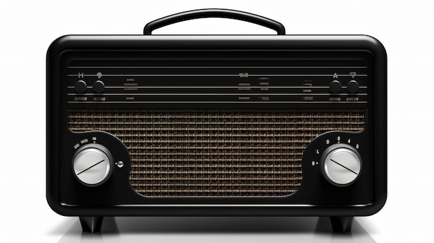 Retro black radio isolated on white background