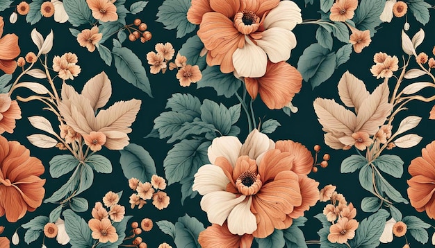 Retro botanical floral pattern clothes print