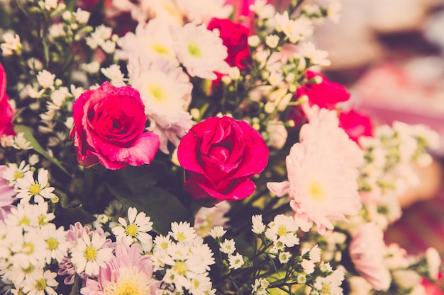 retro bouquet wedding roses flower close up