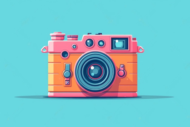 A retro camera in cartoon style