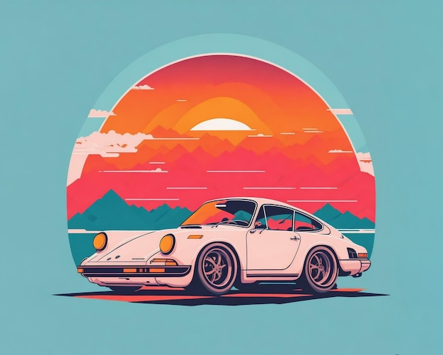 retro car illustration