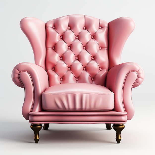 Retro Charm Pink Vintage Armchair on Transparent Background