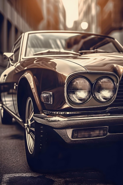 Retro classic car in sepia tone poster car style