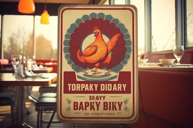 Photo retro diner sign saying turkey day special happy t happy thanksgiving sticker image