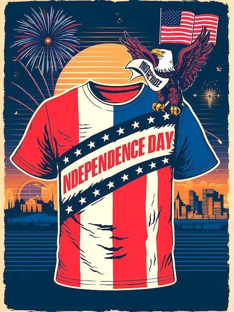 Photo retro fourth of july tshirt design for independence day enthusiasts