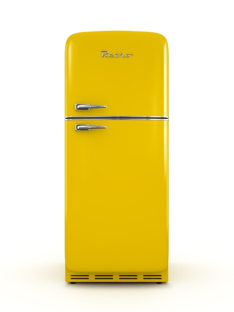 Retro fridge isolated on white background 3D rendering