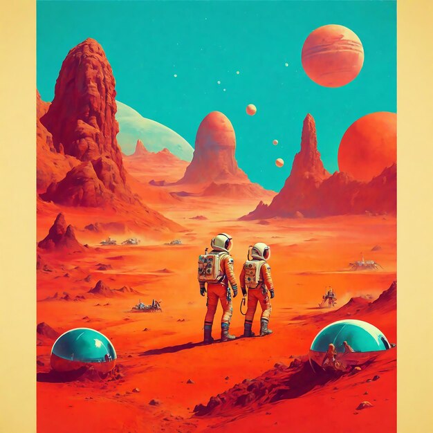 Photo retro futurism poster of cosmos