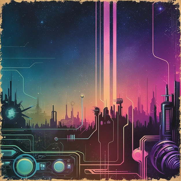 Retro futuristic background