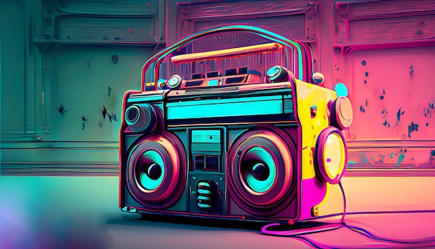 Retro Futuristic Boom box Audio Player