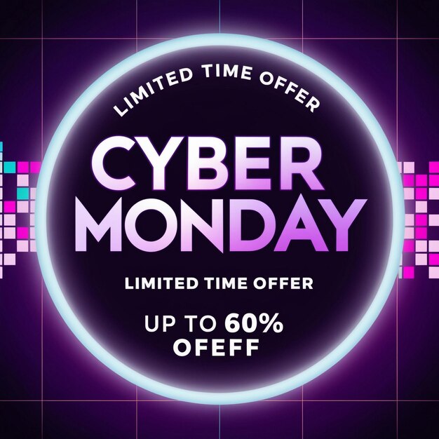 Photo retro futuristic cyber monday background design