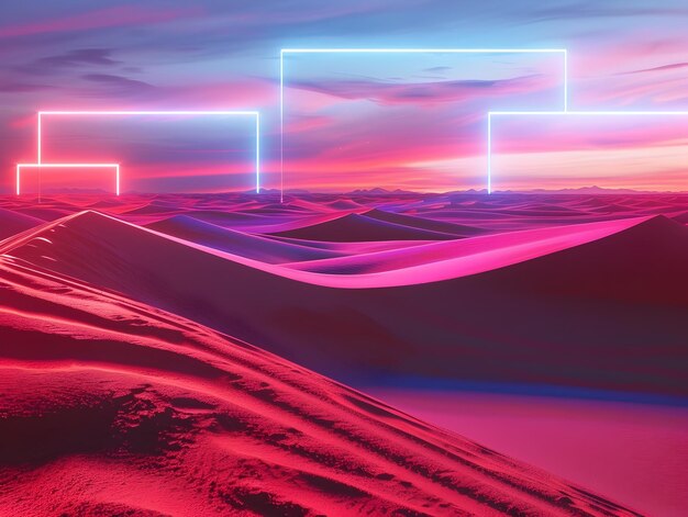 Photo retro futuristic desert tour with holographic oasis and interactive digital map experiences