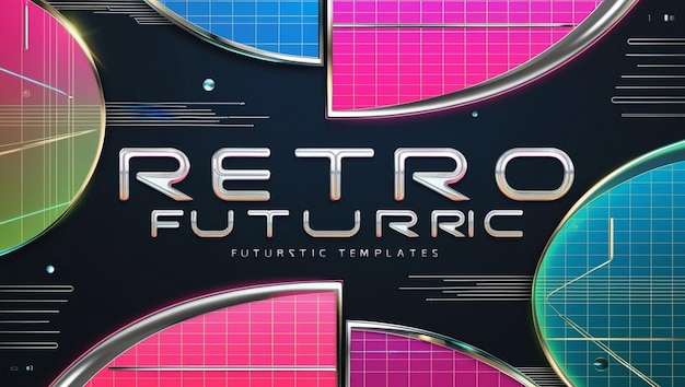 Photo retro futuristic neon geometric backdrop