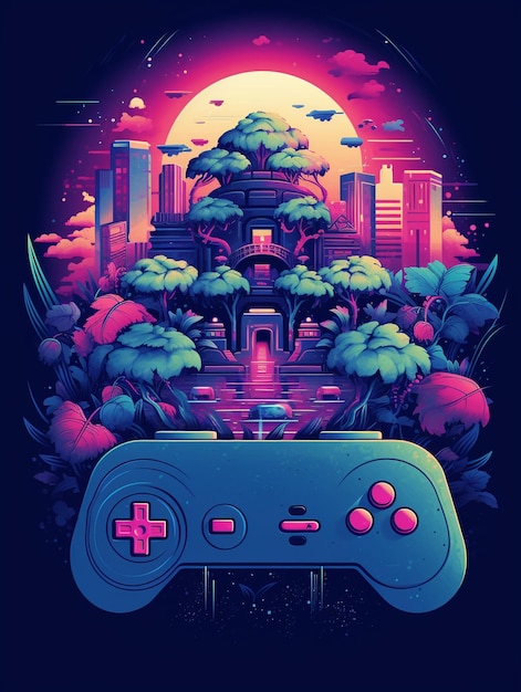 Retro game logo with pixel art bold colors and nostalgic elements Classic gaming vibes with a modern twist