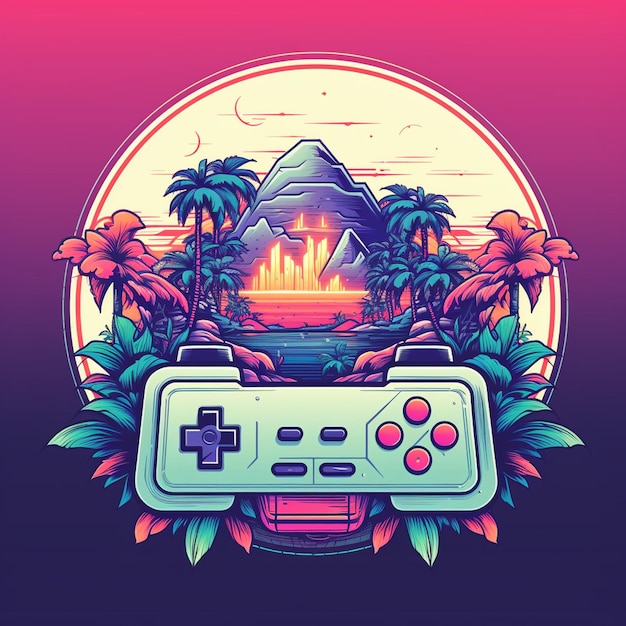 Photo retro game logo with pixel art bold colors and nostalgic elements classic gaming vibes with a modern twist