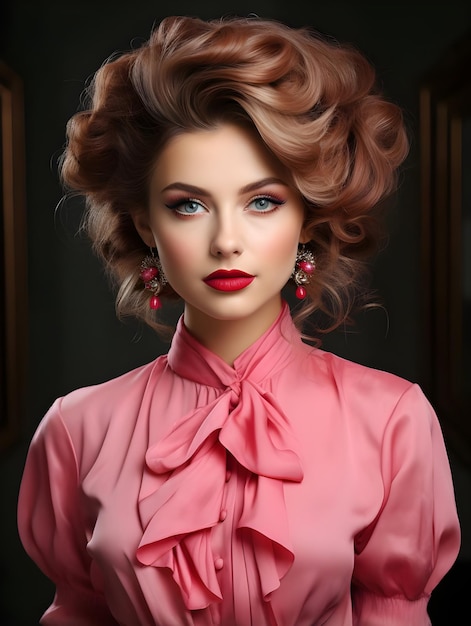 Retro Glamour Model Fashion Hairstyle with 90s Vibes