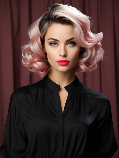 Retro Glamour Model Fashion Hairstyle with 90s Vibes