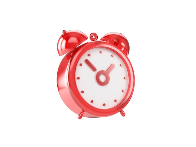 Retro glass alarm clock on a white isolated background 3d render