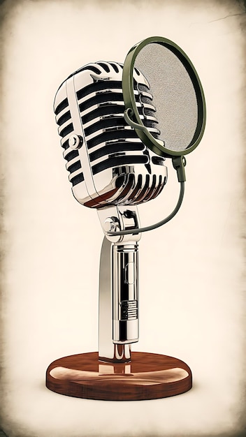 Photo retro microphone and pop filter background wallpaper